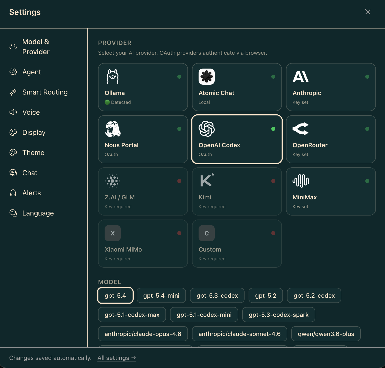 Settings screen open on the Workspace section