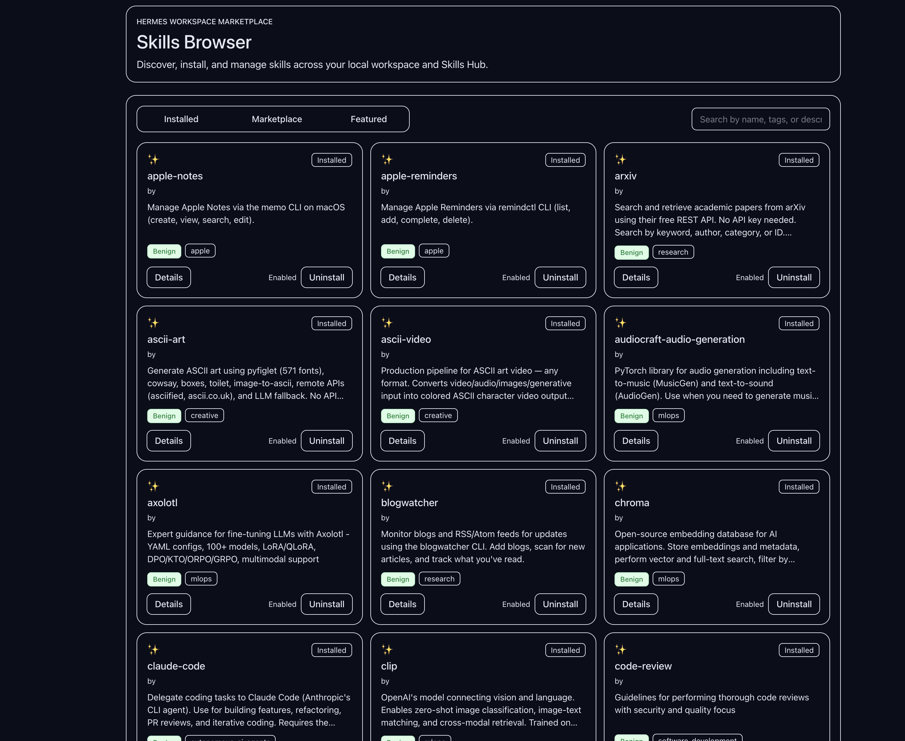 Skills browser